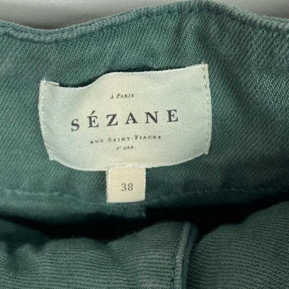 Sezane High Rise Paperbag Waist Pants Size 38 French US Size 6 Jade Green Boho - Picture 5 of 16